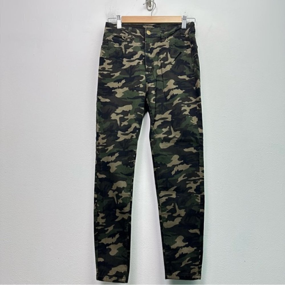 Shein Camo Army Print Skinny Jeans Size Medium High Rise Green